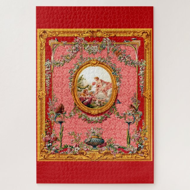 opulent 18th century baroque print happy family jigsaw puzzle (Vertical)