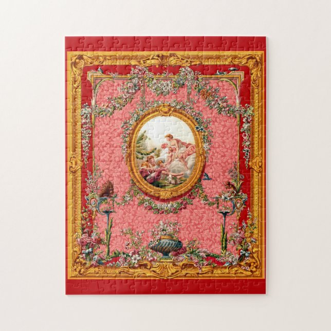 opulent 18th century baroque print happy family jigsaw puzzle (Vertical)