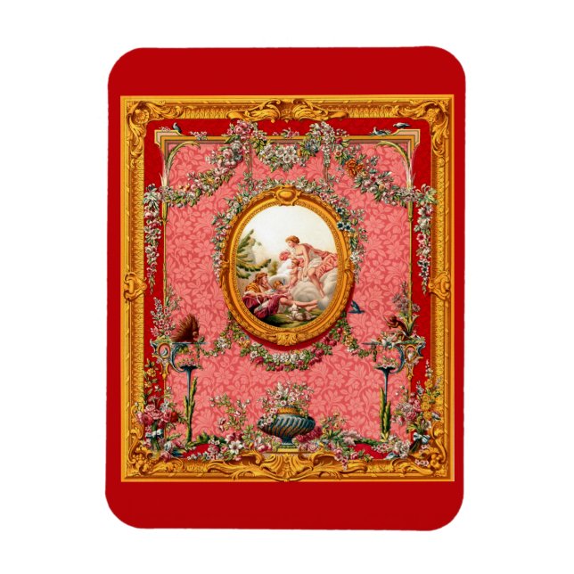 opulent 18th century baroque print happy family magnet (Vertical)