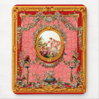 opulent 18th century baroque print happy family mouse pad