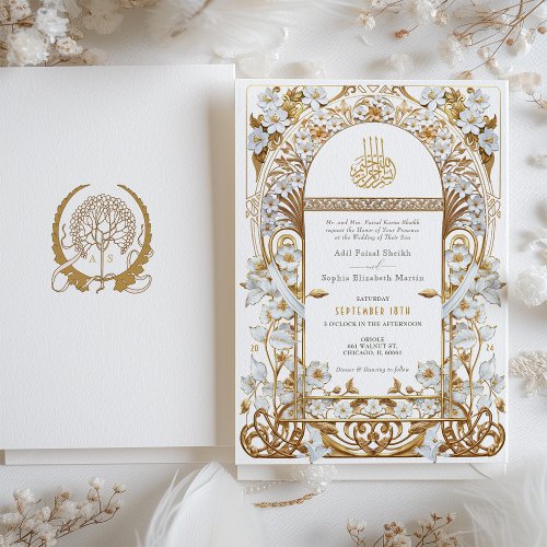 Opulent Art Nouveau_Inspired Islamic Wedding Invitation