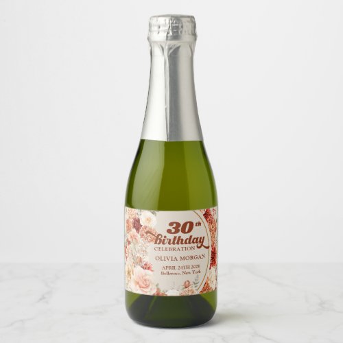 Opulent autumn terracotta copper blush burgundy sparkling wine label