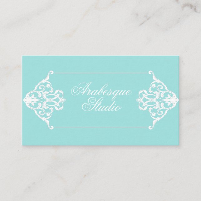 Opulent Baroque Frame Blue and White Business Card (Front)