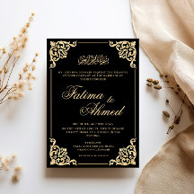 Opulent Baroque Frame Gold Black Muslim Wedding