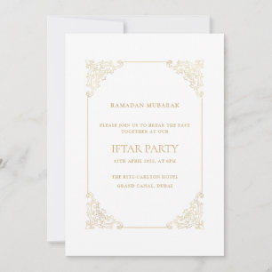 Opulent Baroque Frame Gold Script Iftar Party Invitation