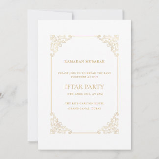 Opulent Baroque Frame Gold Script Iftar Party Invitation