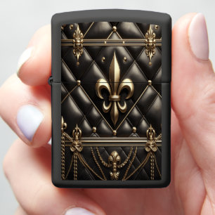 Opulent Black Leather Luxe Zippo Lighter