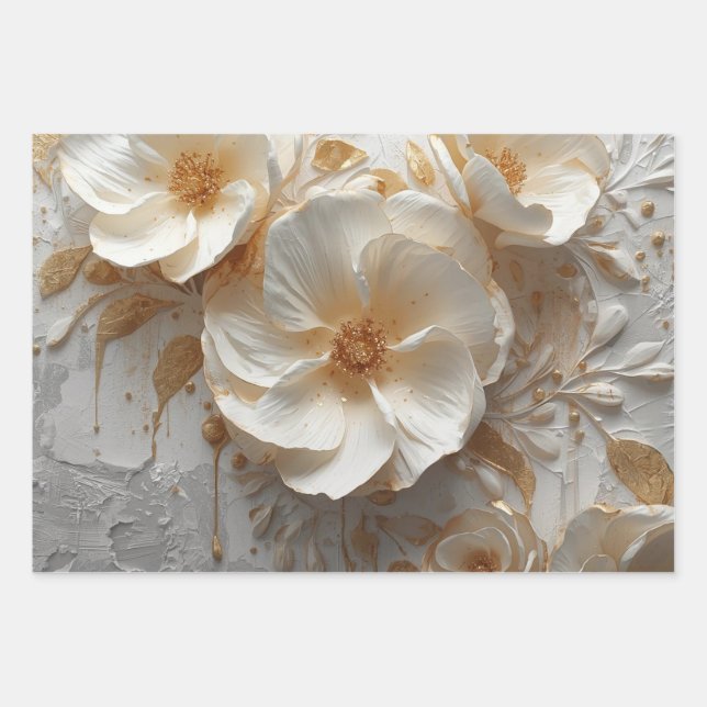 Opulent Bloom Wrapping Paper Sheets (Front)