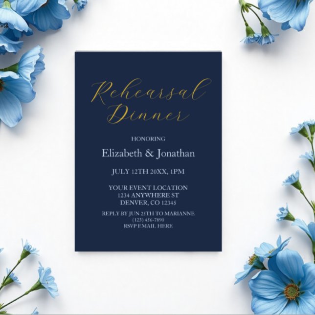 Opulent Blue Rehearsal Dinner Acrylic Invitations (Creator Uploaded)