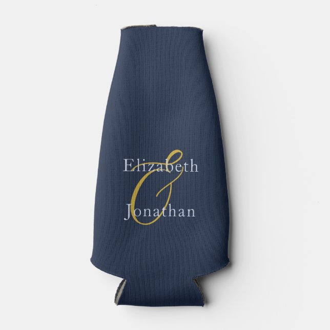 Opulent Blue Wedding Bottle Cooler (Front)