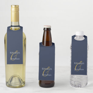 Opulent Blue Wedding Bottle Hanger Tag
