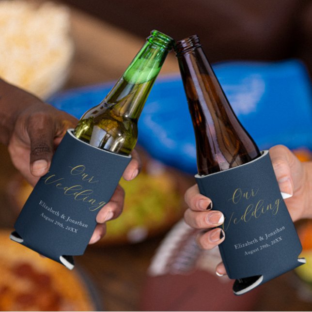 Opulent Blue Wedding Can Cooler (Creator Uploaded)