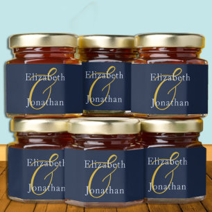 Opulent Blue Wedding Honey Jar Favors