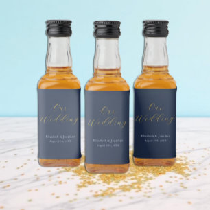Opulent Blue Wedding Liquor Bottle Label