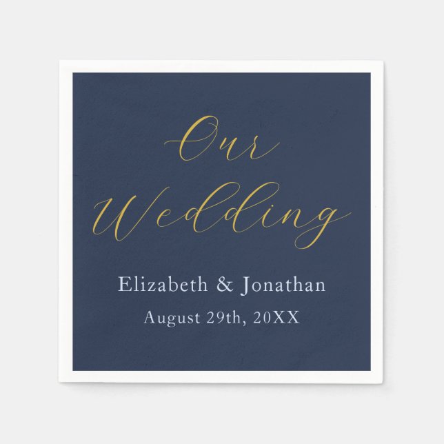 Opulent Blue Wedding Napkins (Front)