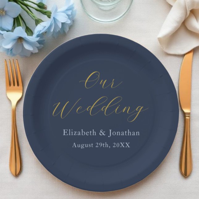 Opulent Blue Wedding Paper Plates (Creator Uploaded)