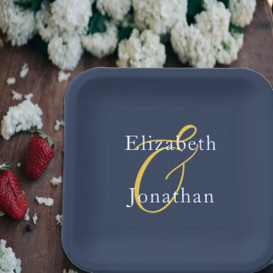 Opulent Blue Wedding Paper Plates