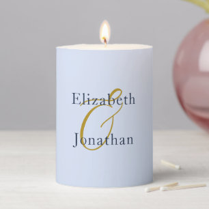 Opulent Blue Wedding Pillar Candle