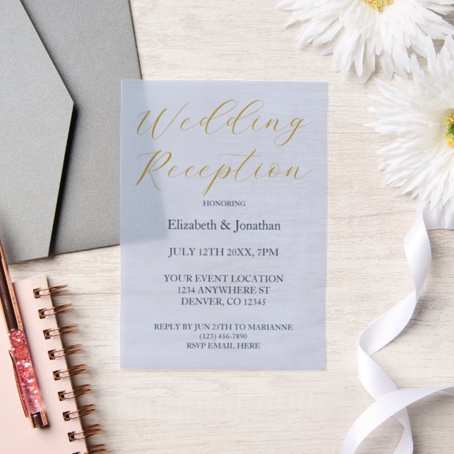 Opulent Blue Wedding Reception Vellum Invitations (Wedding)