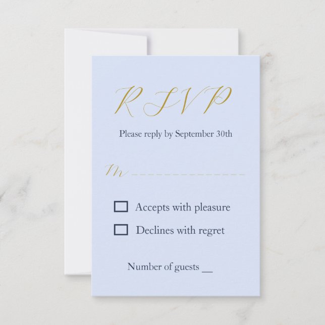 Opulent Blue Wedding RSVP Card (Front)