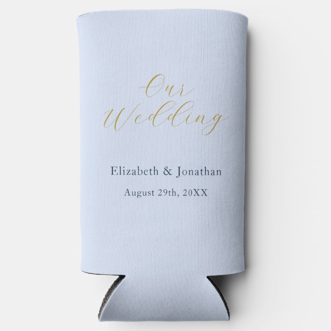 Opulent Blue Wedding Seltzer Can Cooler (Front)