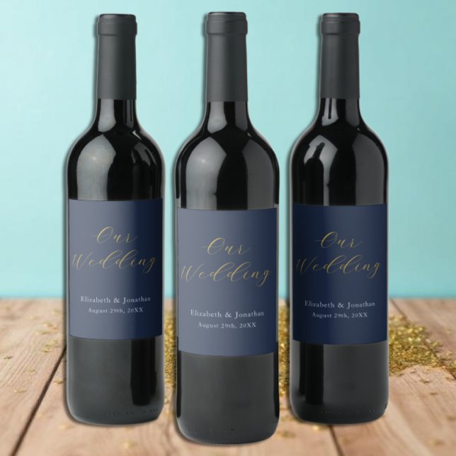 Opulent Blue Wedding Wine Label (Creator Uploaded)