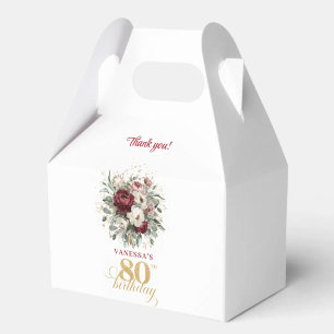 Opulent Blush Burgundy 80th Birthday Favor Boxes