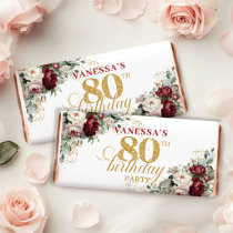 Opulent Blush Burgundy 80th Birthday Hershey Bar
