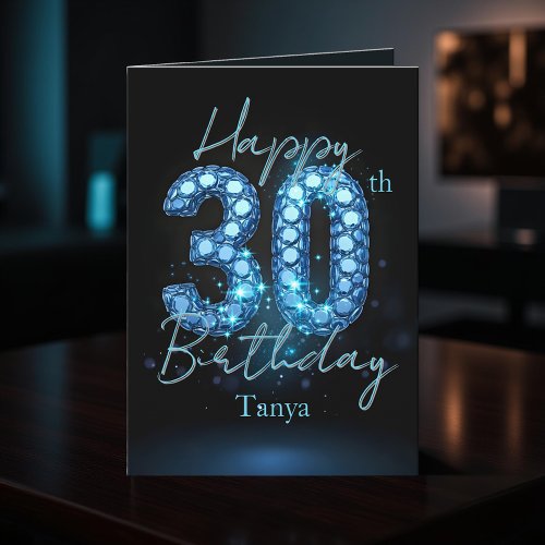 Opulent Chic Sapphire Blue and Black 30th Birthday