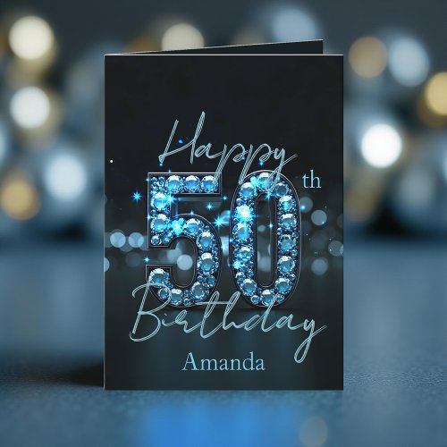 Opulent Chic Sapphire Blue and Black 50th Birthday