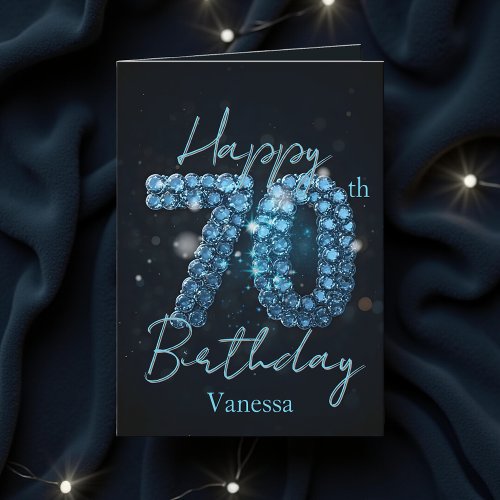 Opulent Chic Sapphire Blue and Black 70th Birthday