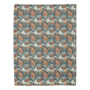 Opulent Christmas gingerbread houses festive Duvet Cover