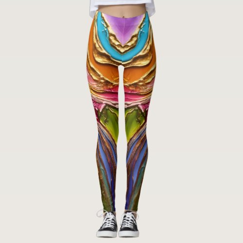 Opulent Chroma Colorful Abstract Painting Legging