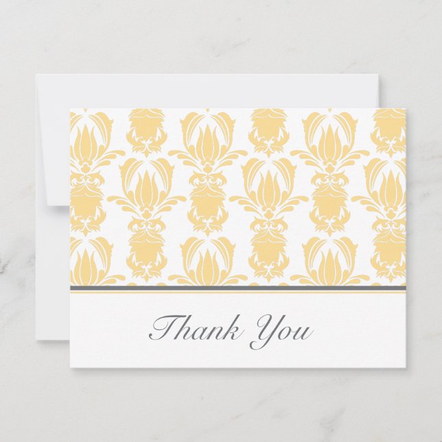 Opulent Damask Flat Thank You Note Card (Front)