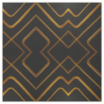 Opulent Deco Grid Full Liquid Gold Black Monochrom Fabric
