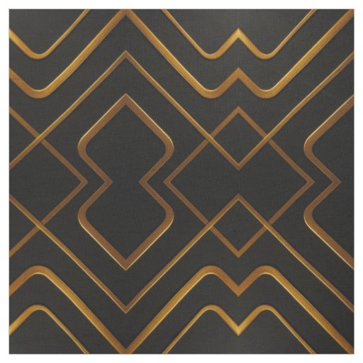 Opulent Deco Grid Full Liquid Gold Black Monochrom Fabric