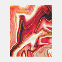 Opulent Elegance: Red Gold Glitter Marble Blanket
