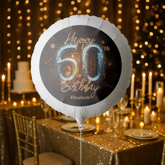 Opulent Elegant Gold Mosaic on Black 60th Birthday Balloon (Creator Uploaded)
