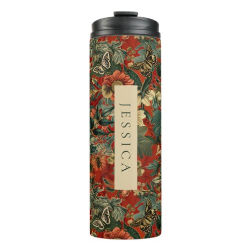 Opulent Garden Maximalist Floral Butterflies Thermal Tumbler