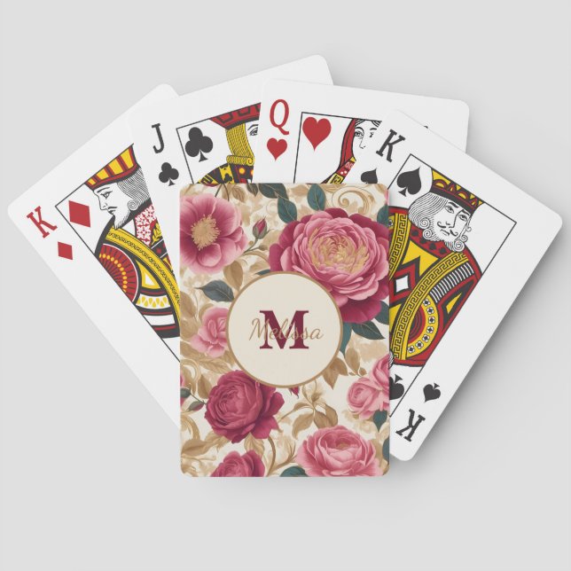 Opulent Garden Roses Poker Cards (Back)