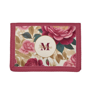 Opulent Garden Roses Trifold Wallet