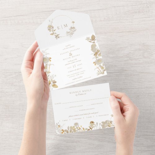 Opulent Gilded Garden Wedding All In One Invitation