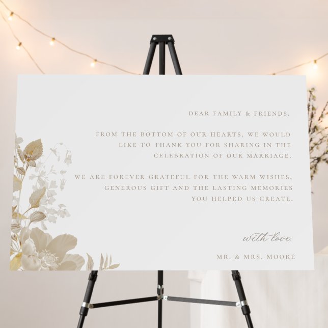 Opulent Gilded Garden Wedding Photo Thank You Foam Board (In Situ (Stand))