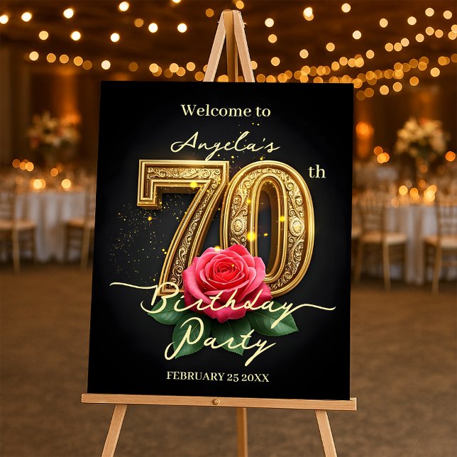 Opulent Glamorous Rose Gold Filigree 70th Birthday Foam Board (Creator Uploaded)