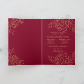 Opulent Gold and Burgundy Red Floral Quinceanera Invitation (Inside)