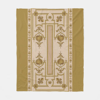 opulent gold baroque print fleece blanket