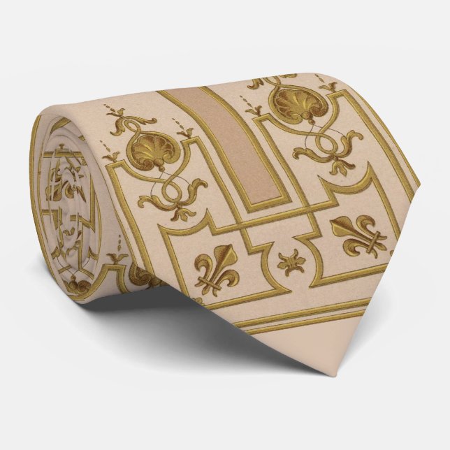 opulent gold baroque print neck tie (Rolled)