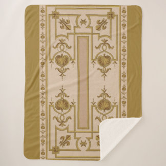 opulent gold baroque print sherpa blanket