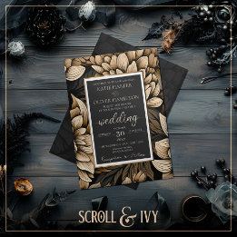 Opulent Gold & Champagne Silk Bloom Wedding Invitation
