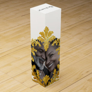 Opulent Gold Motif with Photo, Wedding Wine Box